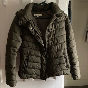 H&M green puff jacket with hood
